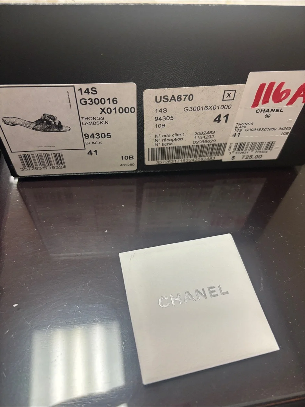 CHANEL Black Leather Camellia Slide Sandals